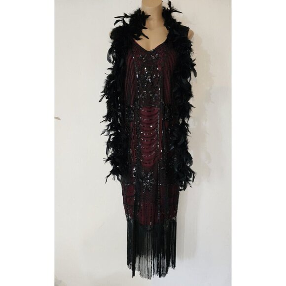 20s Gatsby Flapper Fringed Dress Complete Costume Halloween Stage Adult 14-16 L - Picture 8 of 10
